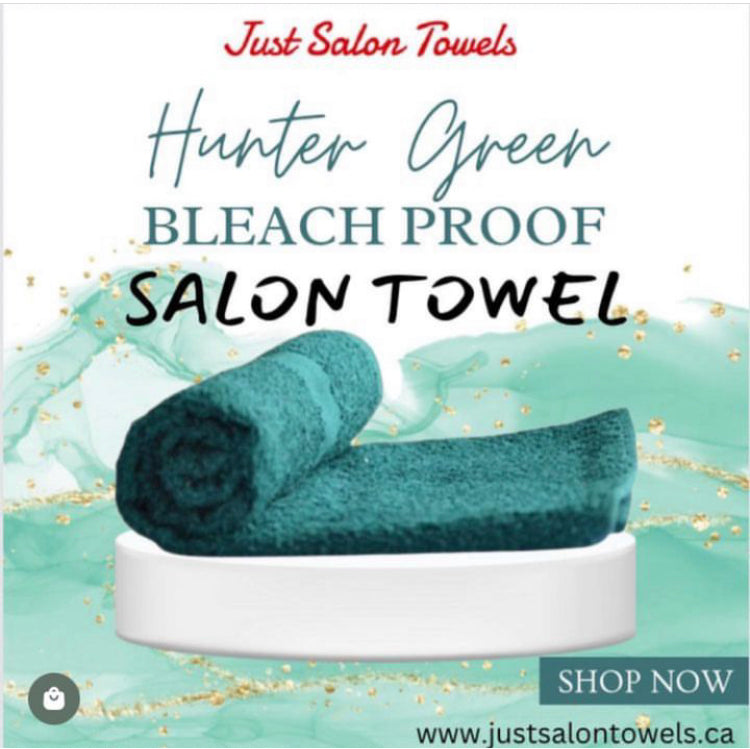 HUNTER GREEN BLEACH PROOF SALON TOWEL Just Salon Towels Canada