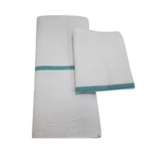 Load image into Gallery viewer, Barber Towels Green Centre Stripe 15x26"